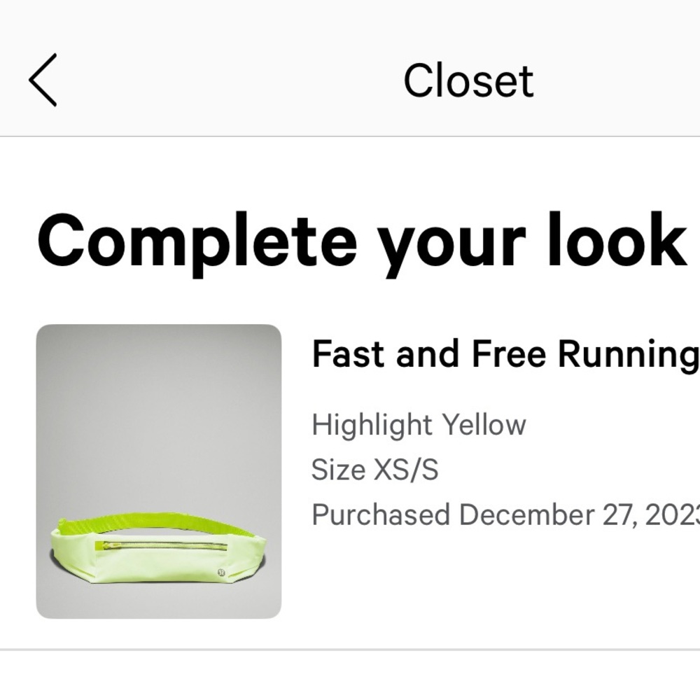 Lululemon Fast and Free Running Belt XS/S